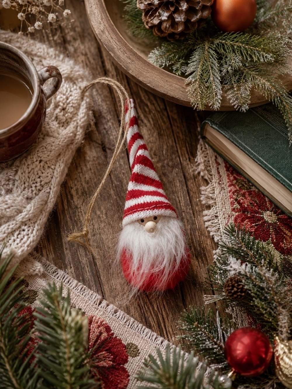 4/$15 Festive Red Gnome Ornament Holiday Décor Anthropologie Style At Home